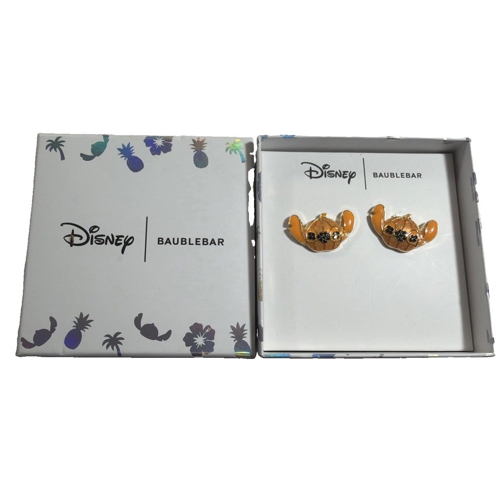 NIB Disney x BaubleBar Mickey Mouse Citrus Orange Crystal Stud Earrings